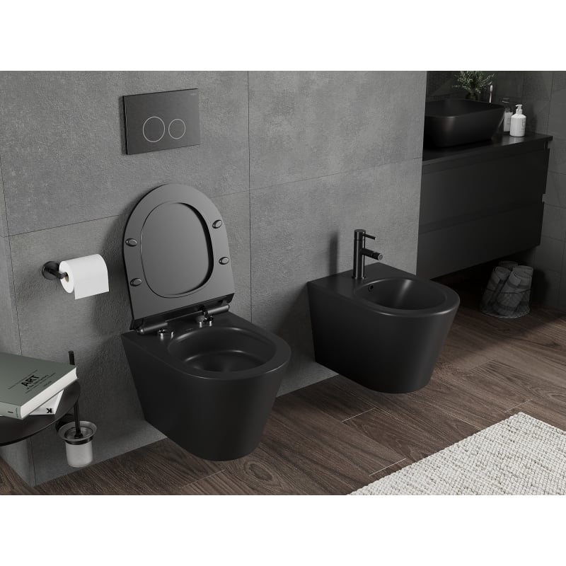 Mexen Rico WC-Schüssel Rimless Tornado mit Slim-Softclose-Sitz, Duroplast, schwarz matt - 30720185T