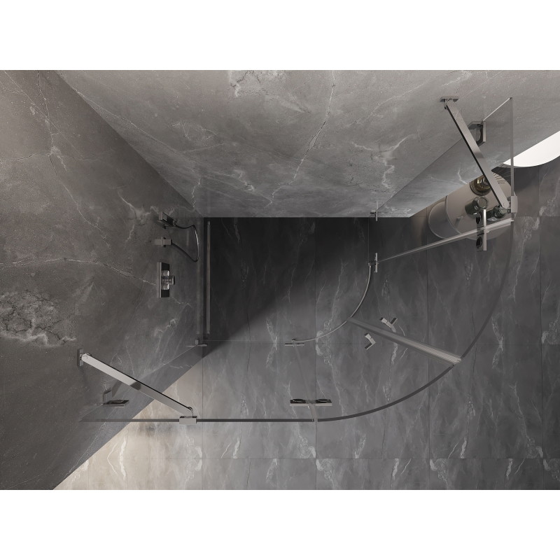 Mexen Lunar Duschkabine halbrund, schwenkbar links 80 x 70 cm, transparent, Chrom - 833-080L-070P-01-00