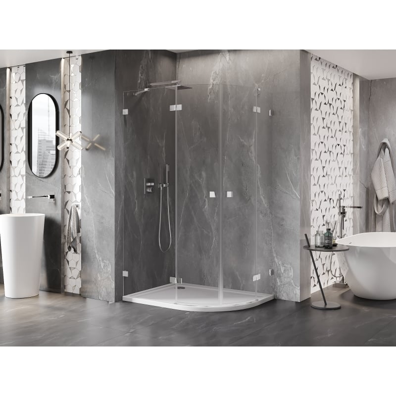 Mexen Lunar Halbkreis-Duschkabine, schwenkbar links, 100 x 80 cm, transparent, Chrom - 833-100L-080P-01-00