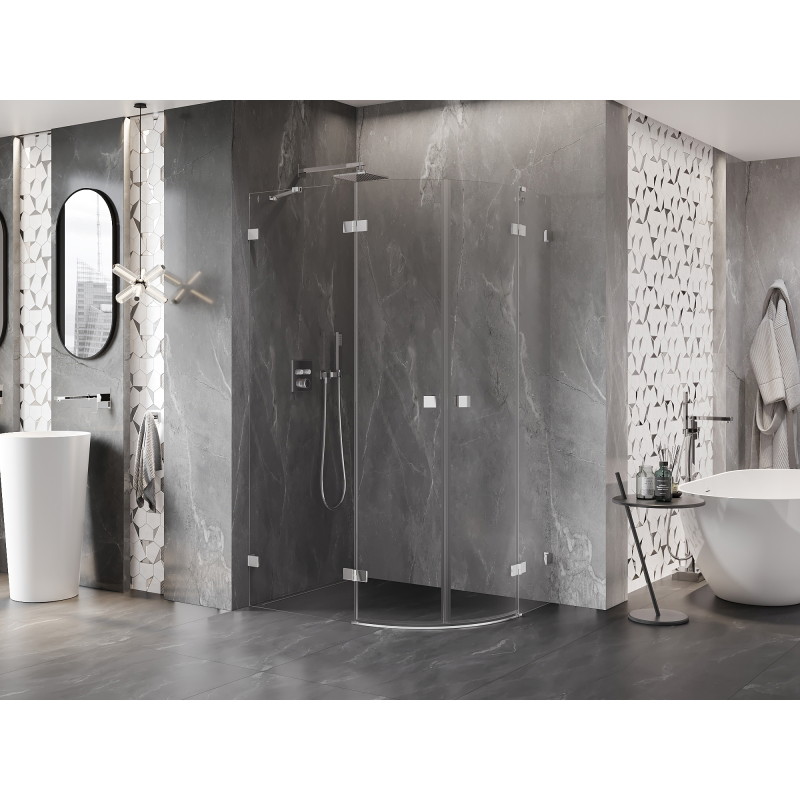 Mexen Lunar halbrunde Duschkabine schwenkbar links 100 x 90 cm, transparent, Chrom - 833-100L-090P-01-00