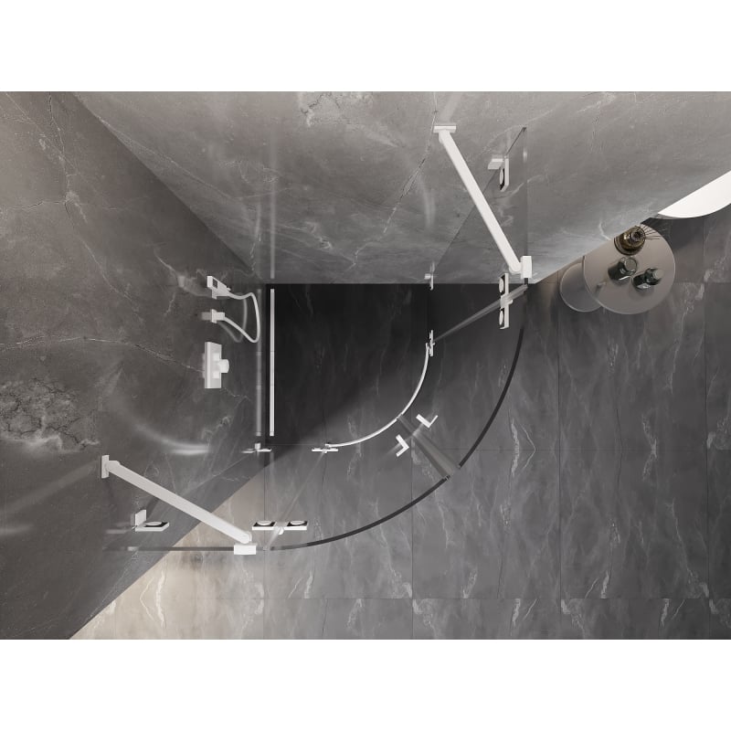Mexen Lunar Duschkabine halbrund schwenkbar 70 x 70 cm, transparent, weiß - 833-070L-070P-20-00