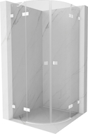Mexen Lunar halbrunde Duschkabine zum Öffnen 80 x 80 cm, transparent, weiß - 833-080L-080P-20-00