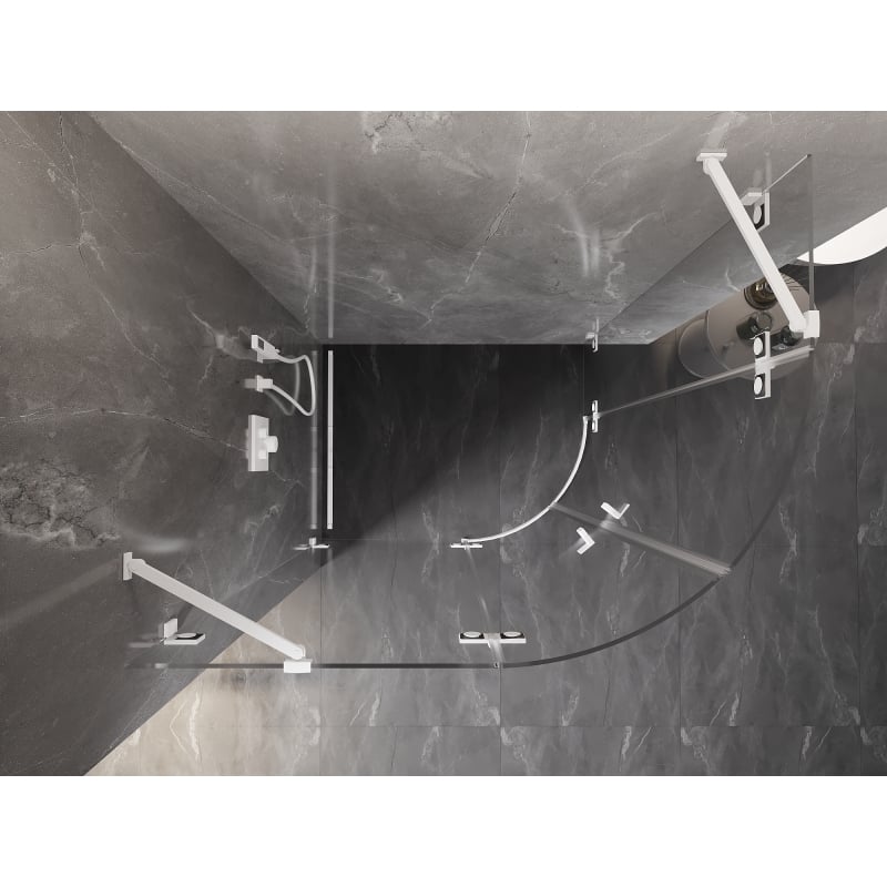 Mexen Lunar Duschkabine Halbrund Schwingtür links 90 x 70 cm, transparent, weiß - 833-090L-070P-20-00