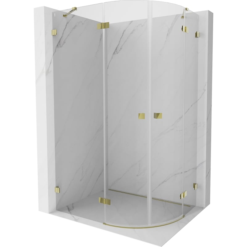 Mexen Lunar Viertelkreis-Duschkabine, schwenkbar, links 90 x 80 cm, transparent, gold - 833-090L-080P-50-00