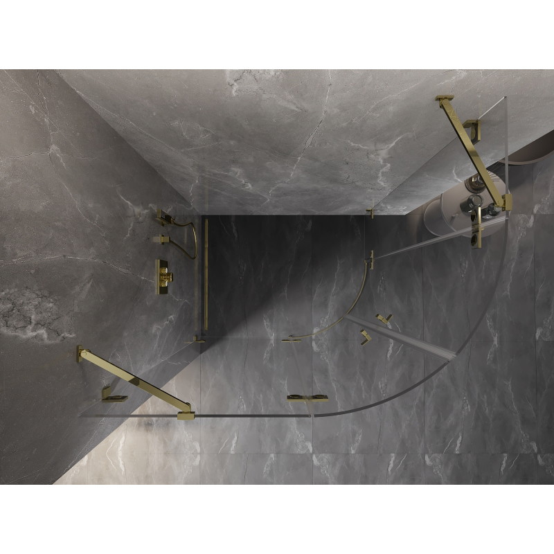 Mexen Lunar halbrunde, schwenkbare Duschkabine links 100 x 80 cm, transparent, gold - 833-100L-080P-50-00