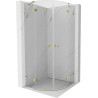 Mexen Lunar halbrunde Duschkabine schwenkbar 100 x 100 cm, transparent, gold - 833-100L-100P-50-00