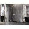 Mexen Lunar halbrunde Duschkabine schwenkbar 100 x 100 cm, transparent, gold - 833-100L-100P-50-00
