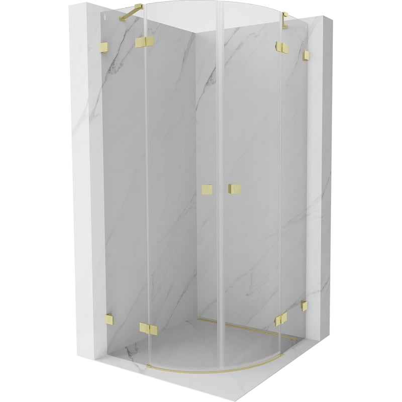 Mexen Lunar Duschkabine Halbkreis Schwingtür 70 x 70 cm, transparent, gebürstetes Gold - 833-070L-070P-55-00