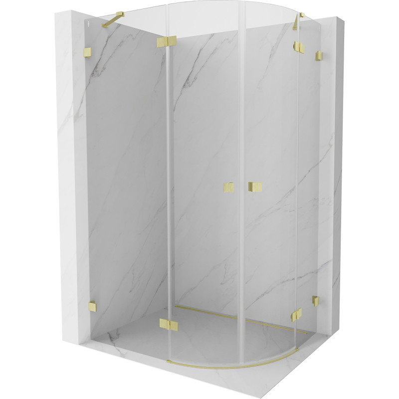 Mexen Lunar Duschkabine halbrund, schwenkbar links 80 x 70 cm, transparent, gebürstetes Gold - 833-080L-070P-55-00