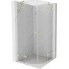 Mexen Lunar halbrunde Duschkabine schwenkbar 90 x 90 cm, transparent, gebürstet gold - 833-090L-090P-55-00