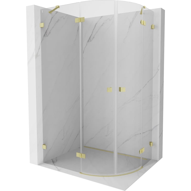 Mexen Lunar Duschkabine viertelkreisförmig schwenkbar links 100 x 70 cm, transparent, gebürstetes Gold - 833-100L-070P-55-00