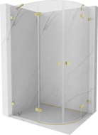 Mexen Lunar Duschkabine viertelkreisförmig schwenkbar links 100 x 70 cm, transparent, gebürstetes Gold - 833-100L-070P-55-00