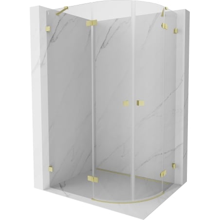 Mexen Lunar halbkreisförmige Duschkabine links klappbar 100 x 80 cm, transparent, gebürstetes Gold - 833-100L-080P-55-00