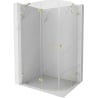 Mexen Lunar halbkreisförmige Duschkabine links klappbar 100 x 80 cm, transparent, gebürstetes Gold - 833-100L-080P-55-00