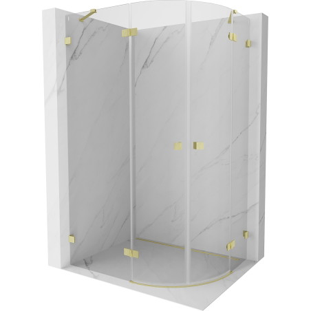 Mexen Lunar Duschkabine halbkreisförmig schwenkbar links 100 x 90 cm, transparent, gebürstet gold - 833-100L-090P-55-00