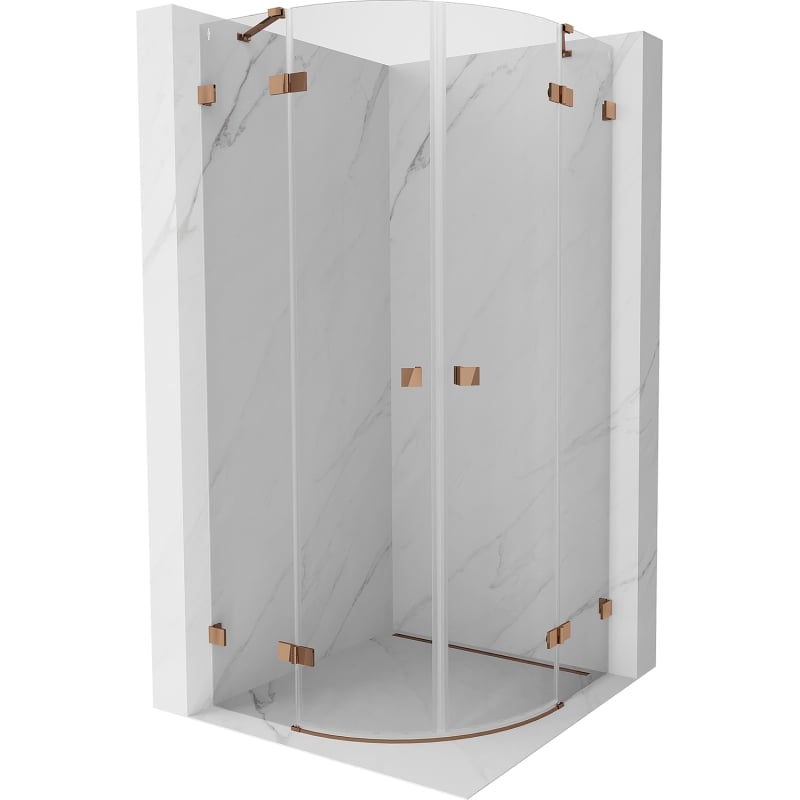 Mexen Lunar halbrunde Duschkabine mit Klapptür 80 x 80 cm, transparent, Roségold - 833-080L-080P-60-00