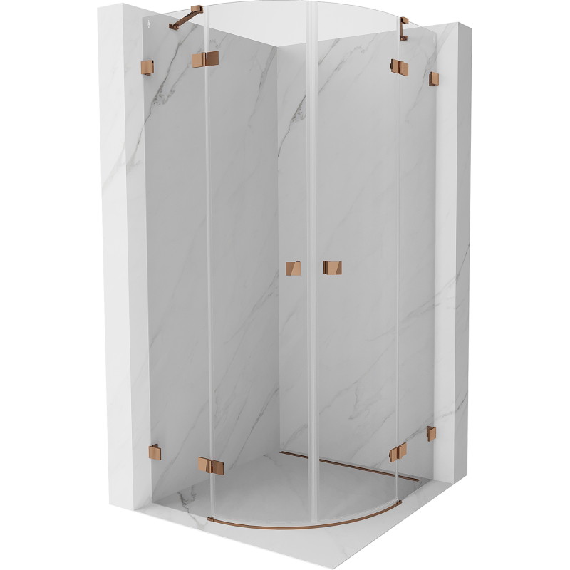 Mexen Lunar halbkreisförmige Duschkabine, schwenkbar 90 x 90 cm, transparent, Roségold - 833-090L-090P-60-00