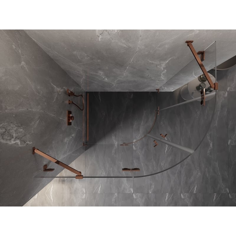 Mexen Lunar Duschkabine halbrund, links öffnend 100 x 70 cm, transparent, Roségold - 833-100L-070P-60-00