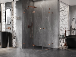 Mexen Lunar Duschkabine, halbkreisförmig, schwenkbar, links 100 x 80 cm, transparent, Roségold - 833-100L-080P-60-00