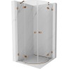 Mexen Lunar Halbrunde Duschkabine schwenkbar 100 x 100 cm, transparent, Roségold - 833-100L-100P-60-00