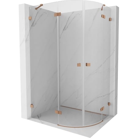 Mexen Lunar Duschkabine Halbkreis Pendeltür links 90 x 80 cm, transparent, gebürstetes Kupfer - 833-090L-080P-65-00