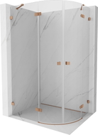 Mexen Lunar Halbkreis-Duschkabine, öffnend links, 100 x 70 cm, transparent, gebürstetes Kupfer - 833-100L-070P-65-00