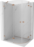 Mexen Lunar halbkreisförmige Duschkabine schwenkbar links 100 x 80 cm, transparent, gebürstetes Kupfer - 833-100L-080P-65-00