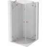 Mexen Lunar halbrunde Duschkabine schwenkbar 100 x 100 cm, transparent, gebürstetes Kupfer - 833-100L-100P-65-00