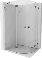 Mexen Lunar Halbkreis-Duschkabine, links öffnend 90 x 70 cm, transparent, gebürstetes Gun Gray - 833-090L-070P-66-00