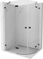 Mexen Lunar Halbrunde Duschkabine, schwenkbar, links 90 x 80 cm, transparent, schwarz - 833-090L-080P-70-00