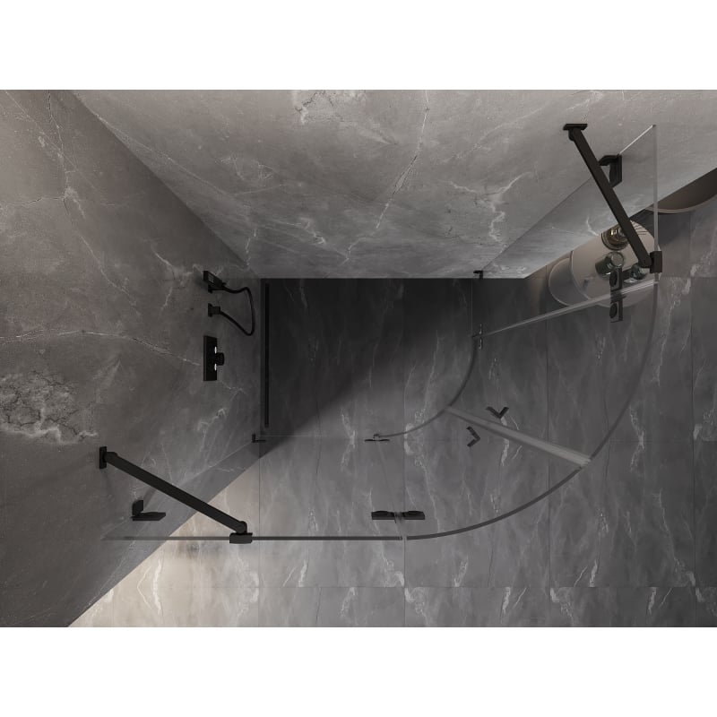 Mexen Lunar Duschkabine halbkreisförmig schwenkbar links 100 x 90 cm, transparent, schwarz - 833-100L-090P-70-00