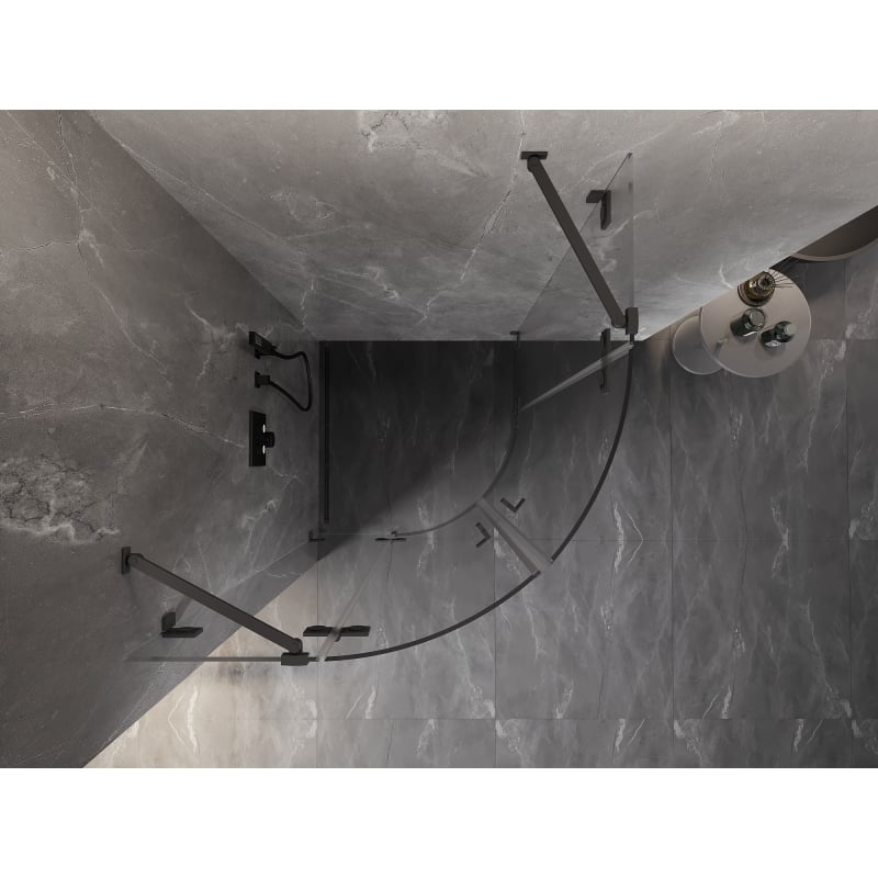 Mexen Lunar Duschkabine Halbrund Schwingtür 70 x 70 cm, transparent, Gun Metal - 833-070L-070P-95-00