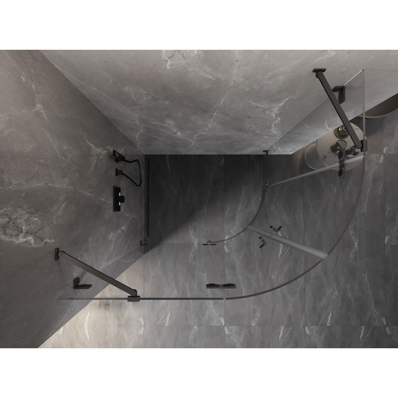 Mexen Lunar Duschkabine halbkreisförmig schwenkbar links 100 x 70 cm, transparent, gebürstet gun gray - 833-100L-070P-66-00