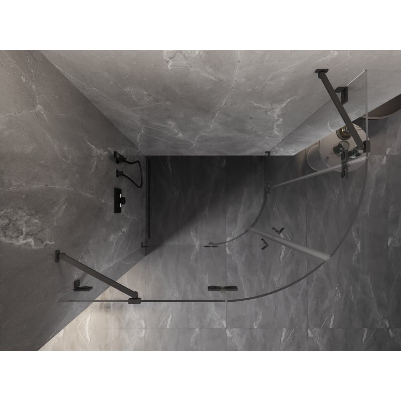 Mexen Lunar Duschkabine Halbkreis Schwingtür links 80 x 70 cm, transparent, Gun Metal - 833-080L-070P-95-00