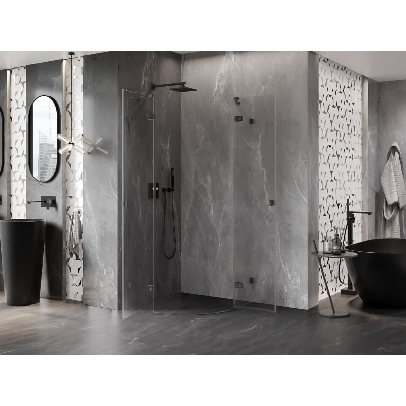 Mexen Lunar Eckduschkabine schwenkbar 80 x 80 cm, transparent, Gun Metal - 833-080L-080P-95-00