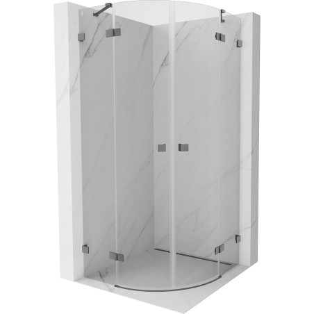 Mexen Lunar, halbkreisförmige Duschkabine, schwenkbar, 90 x 90 cm, transparent, Gunmetal - 833-090L-090P-95-00