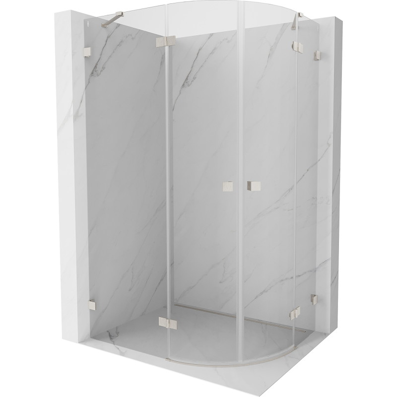 Mexen Lunar Duschkabine, halbrund, drehbar, links 80 x 70 cm, transparent, gebürstetes Nickel - 833-080L-070P-97-00
