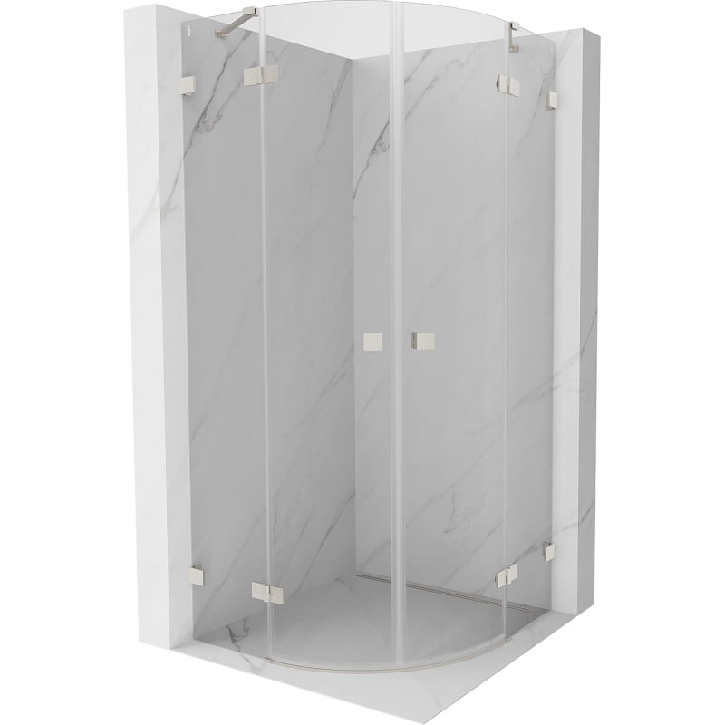 Mexen Lunar Duschkabine halbkreisförmig schwenkbar 80 x 80 cm, transparent, gebürsteter Nickel - 833-080L-080P-97-00