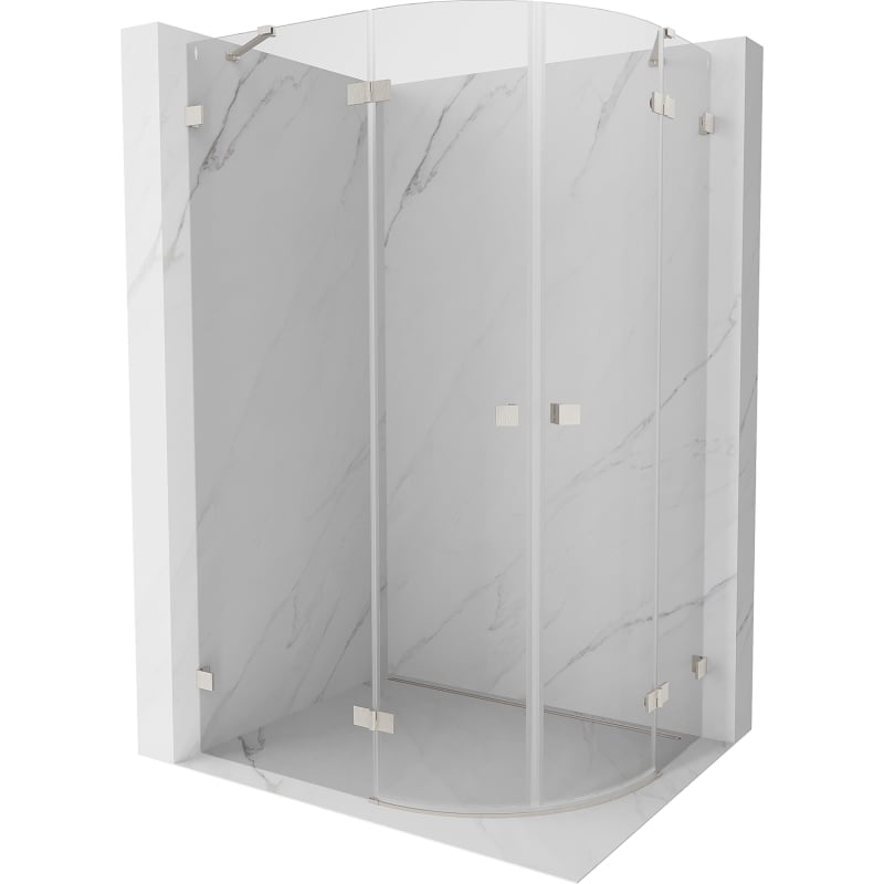 Mexen Lunar halbrunde Duschkabine, schwenkbar, links 100 x 80 cm, transparent, gebürsteter Nickel - 833-100L-080P-97-00