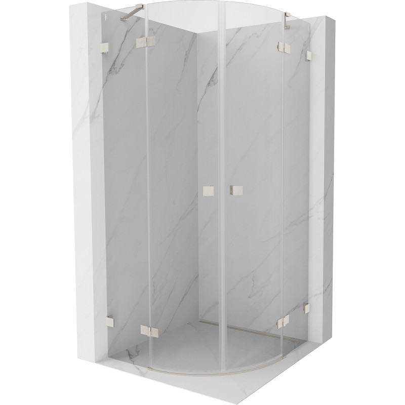 Mexen Lunar Duschkabine halbrund schwenkbar 100 x 100 cm, transparent, gebürsteter Nickel - 833-100L-100P-97-00