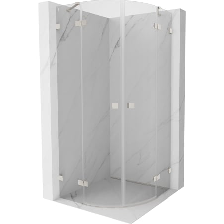 Mexen Lunar Duschkabine halbrund schwenkbar 100 x 100 cm, transparent, gebürsteter Nickel - 833-100L-100P-97-00