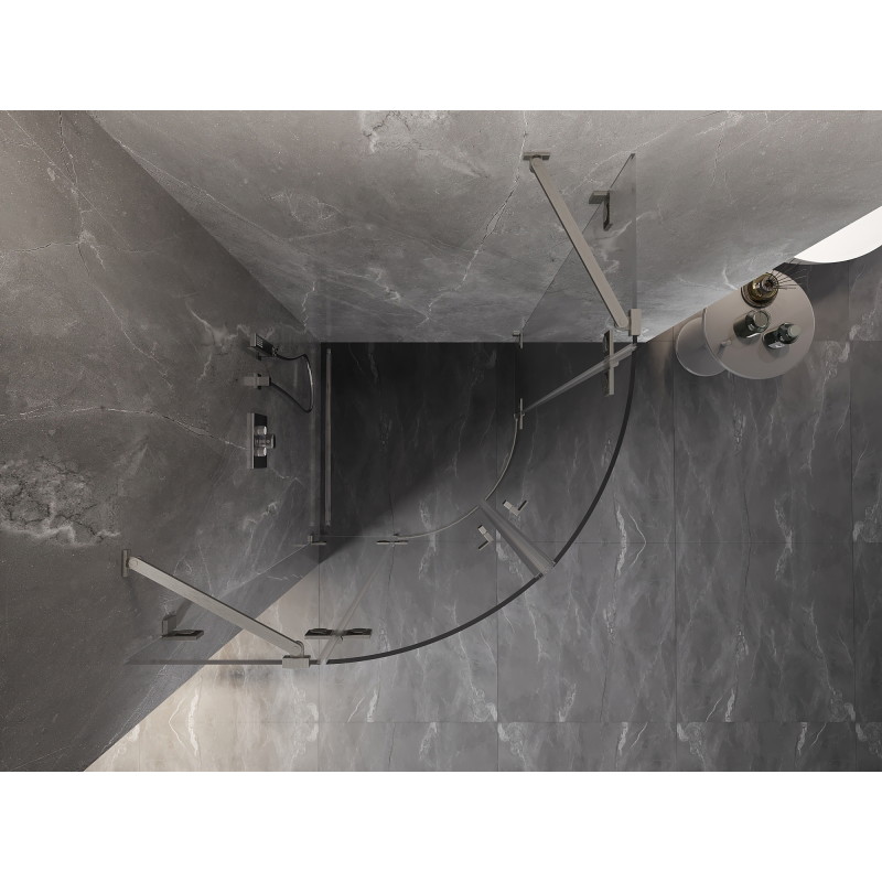 Mexen Lunar Duschkabine halbrund schwenkbar 100 x 100 cm, transparent, gebürsteter Nickel - 833-100L-100P-97-00