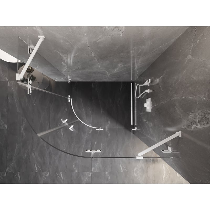 Mexen Lunar Runddusche Klappbar Rechts 100 x 80 cm, Transparent, Weiß - 833-100P-080L-20-00
