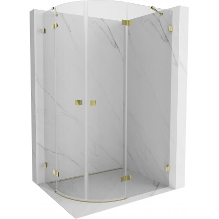 Mexen Lunar Duschkabine halbrund schwenkbar rechts 90 x 80 cm, transparent, Gold - 833-090P-080L-50-00