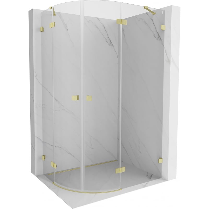 Mexen Lunar Duschkabine halbrund schwenkbar rechts 100 x 70 cm, transparent, gold gebürstet - 833-100P-070L-55-00
