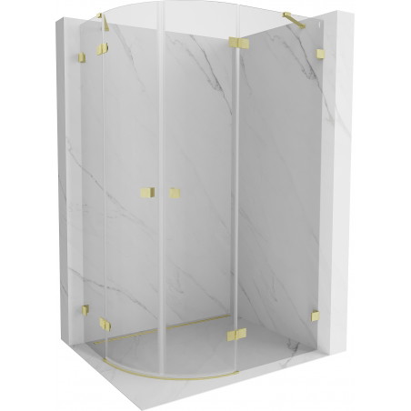 Mexen Lunar Halbkreis-Duschkabine schwenkbar rechts 100 x 80 cm, transparent, gebürstetes Gold - 833-100P-080L-55-00