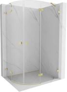 Mexen Lunar Halbkreis-Duschkabine schwenkbar rechts 100 x 80 cm, transparent, gebürstetes Gold - 833-100P-080L-55-00