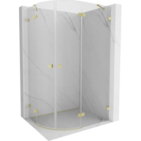 Mexen Lunar Halbkreis-Duschkabine rechts schwenkbar 100 x 90 cm, transparent, gebürstetes Gold - 833-100P-090L-55-00