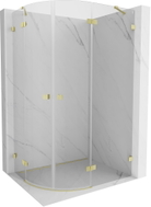 Mexen Lunar rechte, halbrunde Duschkabine zum Öffnen 100 x 90 cm, transparent, gebürstetes Gold - 833-100P-090L-55-00