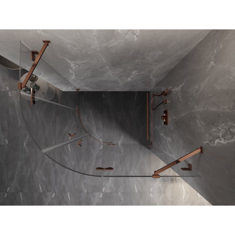Mexen Lunar halbrunde Duschkabine, schwenkbar, rechts, 100 x 90 cm, transparent, Roségold - 833-100P-090L-60-00